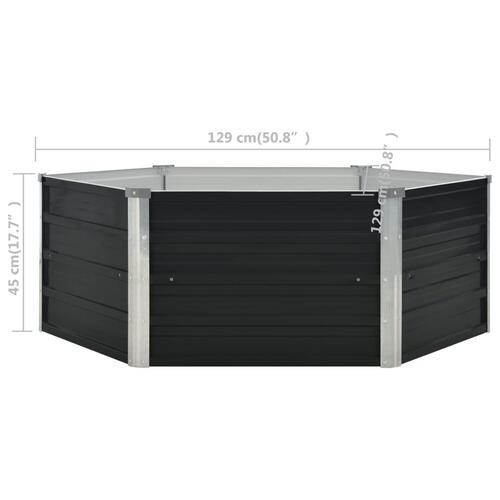 Hævet plantekasse 129x129x45 cm galvaniseret stål antracitgrå