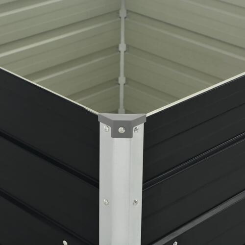 Hævet plantekasse 100x100x77 cm galvaniseret stål antracitgrå