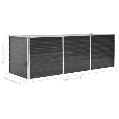 Hævet plantekasse 240x80x77 cm galvaniseret stål antracitgrå
