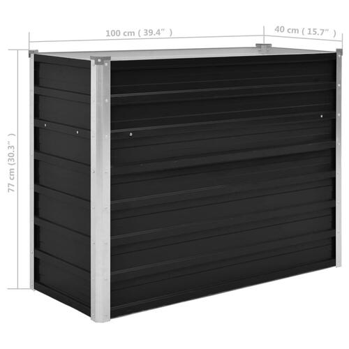 Hævet plantekasse 100x40x77 cm galvaniseret stål antracitgrå