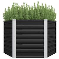 Hævet plantekasse 129x129x77 cm galvaniseret stål antracitgrå