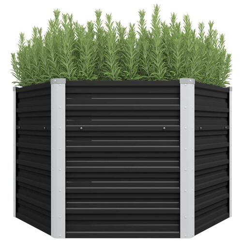 Hævet plantekasse 129x129x77 cm galvaniseret stål antracitgrå