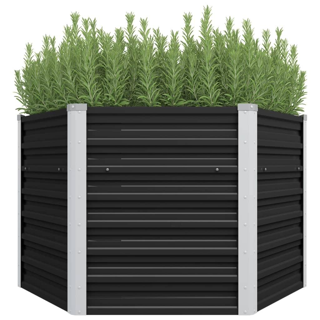 Hævet plantekasse 129x129x77 cm galvaniseret stål antracitgrå