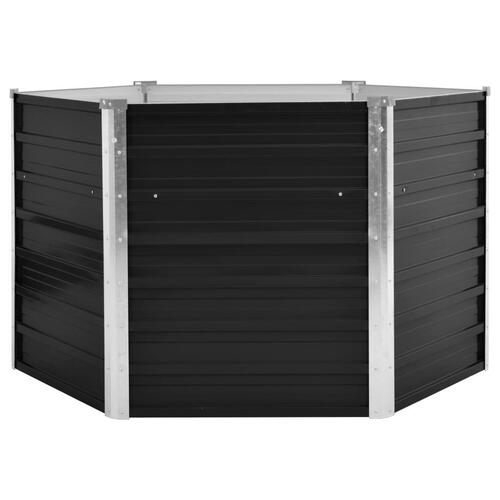 Hævet plantekasse 129x129x77 cm galvaniseret stål antracitgrå