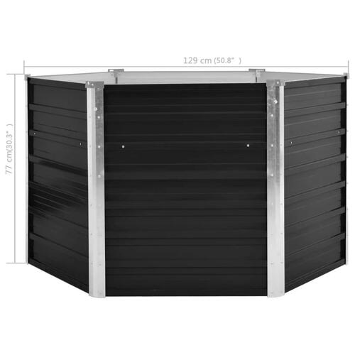 Hævet plantekasse 129x129x77 cm galvaniseret stål antracitgrå
