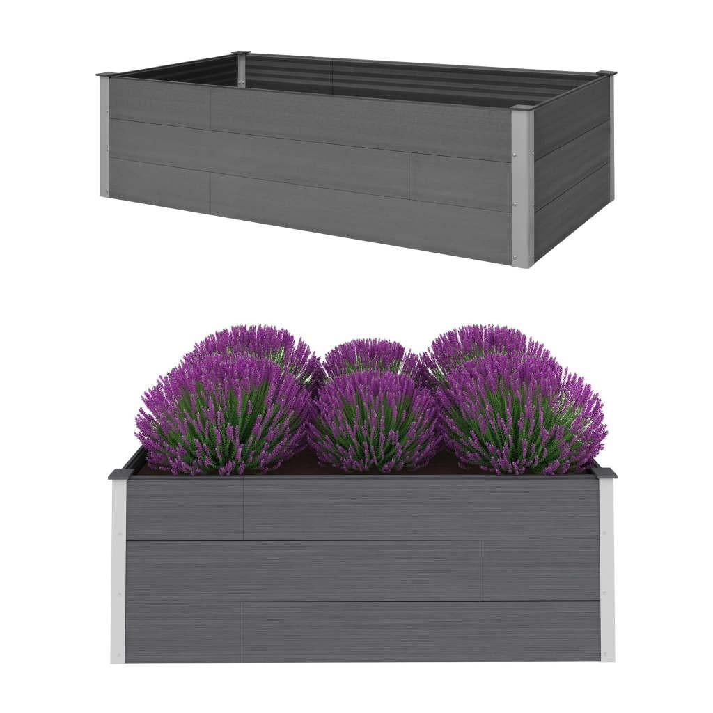 Hævet plantekasse 200x100x54 cm WPC grå