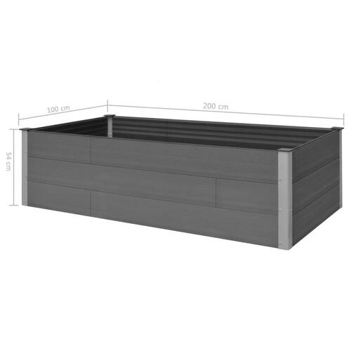Hævet plantekasse 200x100x54 cm WPC grå