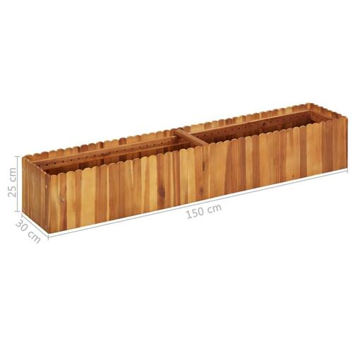 Hævet plantekasse 150x30x25 cm massivt akacietræ