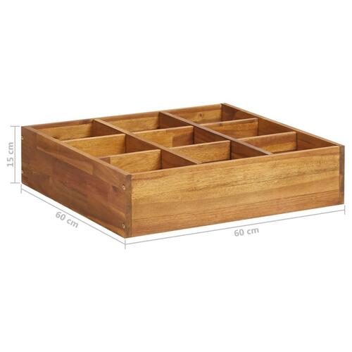 Hævet plantekasse til urter 60x60x15 cm massivt akacietræ