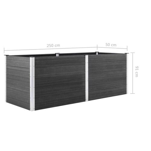 Hævet plantekasse 250x50x91 cm WPC grå