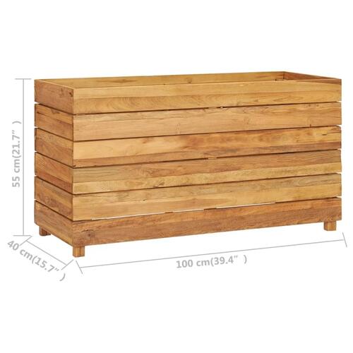Hævet plantekasse 100x40x55 cm genanvendt teaktræ og stål