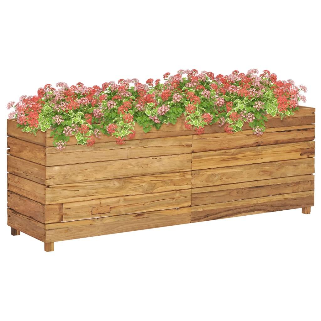Højbed 150x40x55 cm genanvendt teaktræ og stål