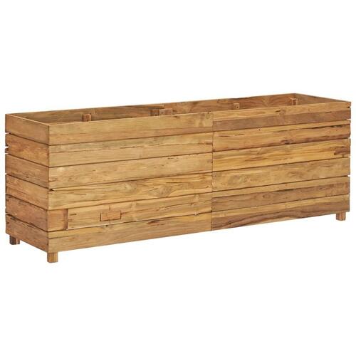 Hævet plantekasse 150x40x55 cm genanvendt teaktræ og stål