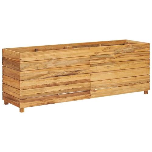 Hævet plantekasse 150x40x55 cm genanvendt teaktræ og stål