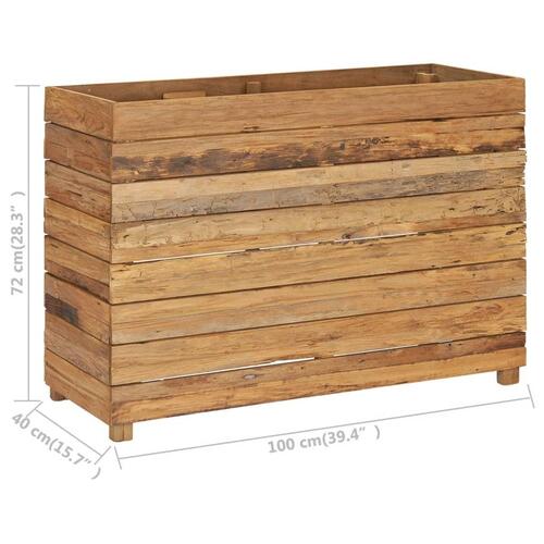 Hævet plantekasse 100x40x72 cm genanvendt teaktræ og stål