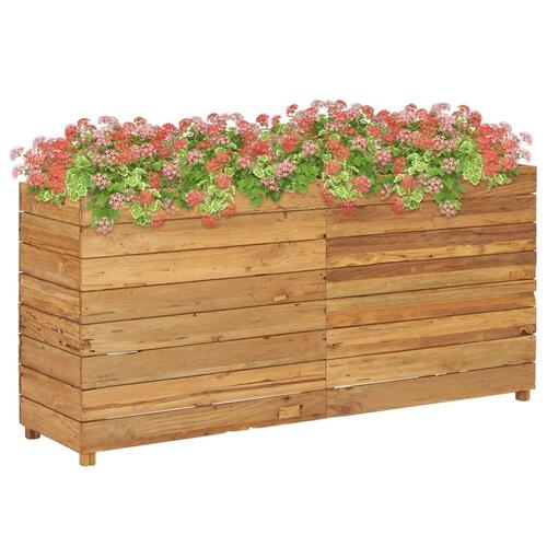 Hævet plantekasse 150x40x72 cm genanvendt teaktræ og stål