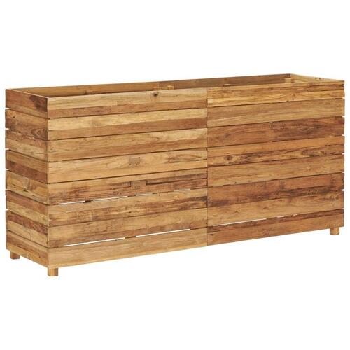 Hævet plantekasse 150x40x72 cm genanvendt teaktræ og stål