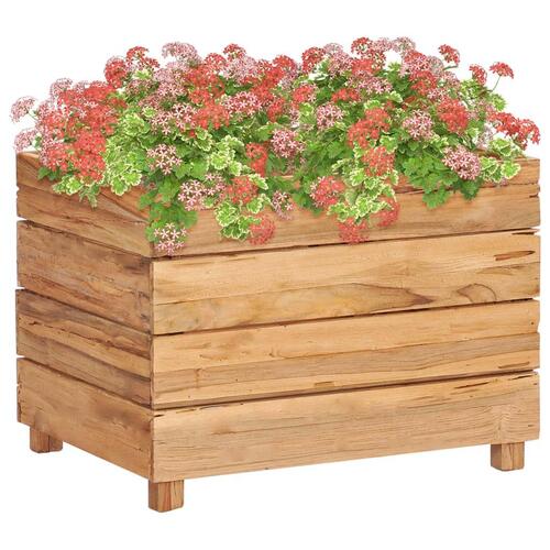 Hævet plantekasse 50x40x38 cm genanvendt teaktræ og stål