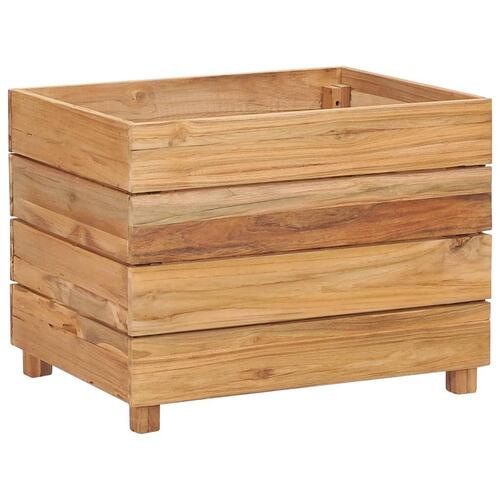 Hævet plantekasse 50x40x38 cm genanvendt teaktræ og stål