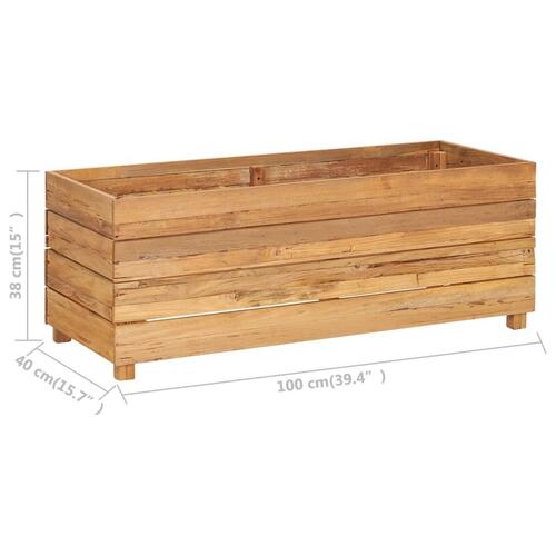 Hævet plantekasse 100x40x38 cm genanvendt teaktræ og stål