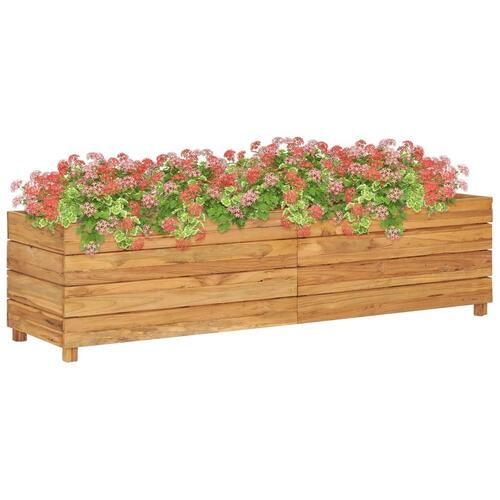 Hævet plantekasse 150x40x38 cm genanvendt teaktræ og stål