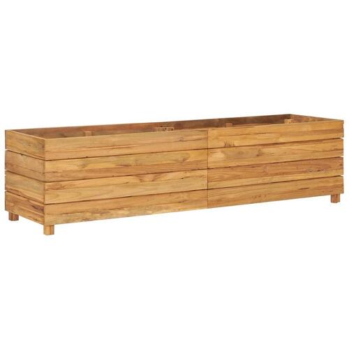 Hævet plantekasse 150x40x38 cm genanvendt teaktræ og stål