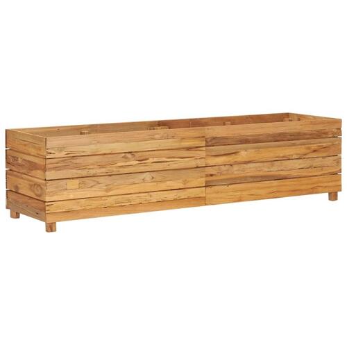 Hævet plantekasse 150x40x38 cm genanvendt teaktræ og stål