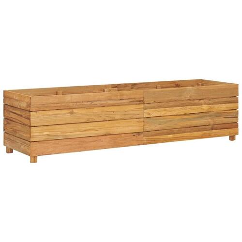 Hævet plantekasse 150x40x38 cm genanvendt teaktræ og stål