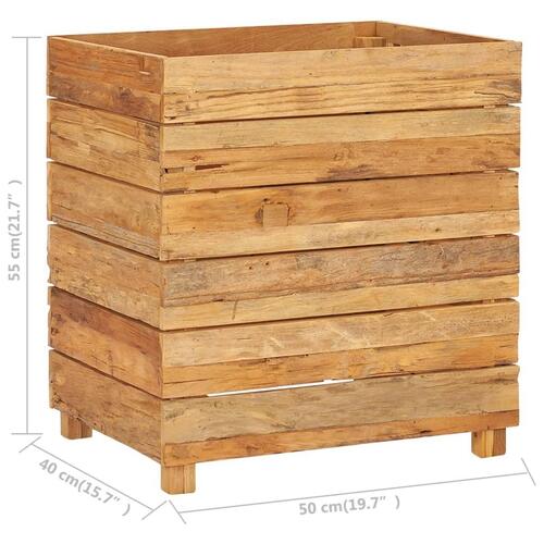 Hævet plantekasse 50x40x55 cm genanvendt teaktræ og stål