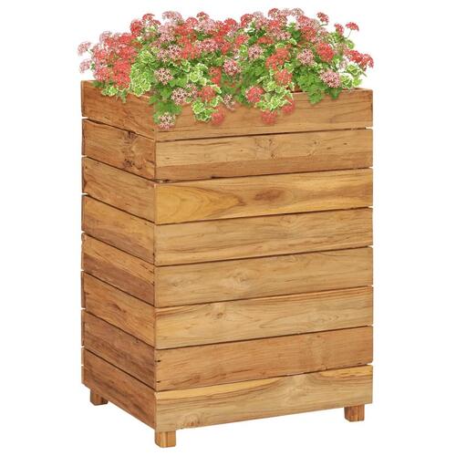Hævet plantekasse 50x40x72 cm genanvendt teaktræ og stål