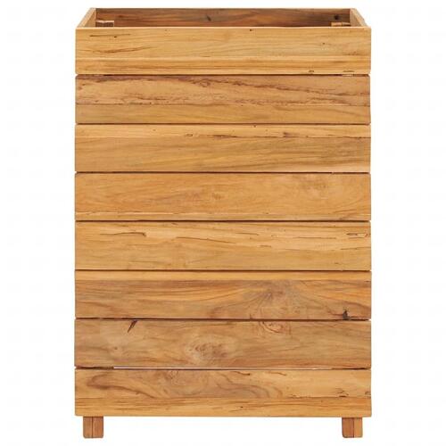Hævet plantekasse 50x40x72 cm genanvendt teaktræ og stål