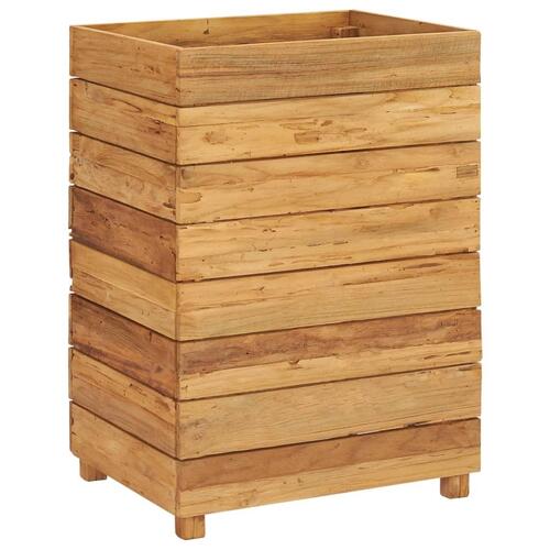 Hævet plantekasse 50x40x72 cm genanvendt teaktræ og stål