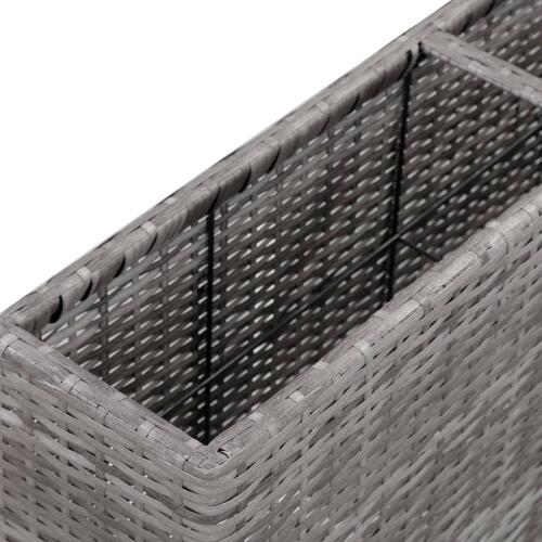 Hævet plantekasse med 2 krukker 90x20x40 cm polyrattan grå