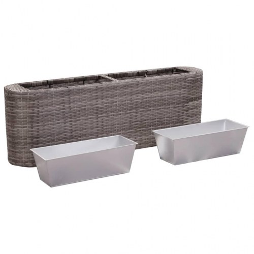 Hævet plantekasse 120x24x40 cm polyrattan grå