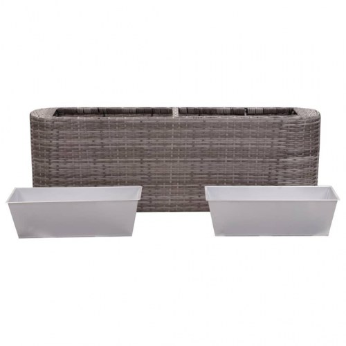 Hævet plantekasse 120x24x40 cm polyrattan grå