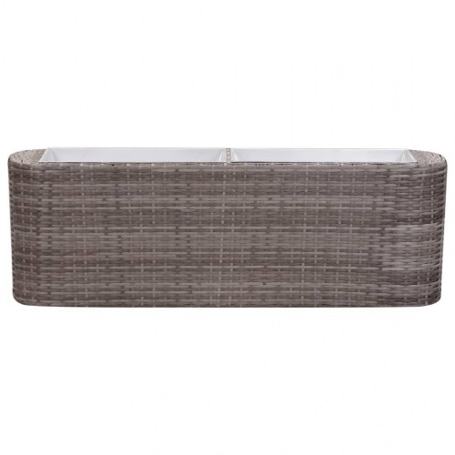 Hævet plantekasse 120x24x40 cm polyrattan grå
