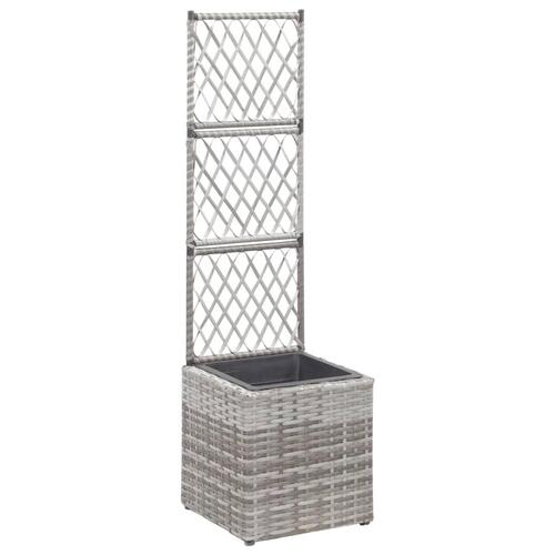 Espalier med hævet plantekasse 30x30x107 cm polyrattan grå