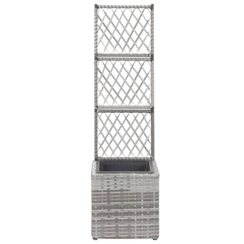 Espalier med hævet plantekasse 30x30x107 cm polyrattan grå