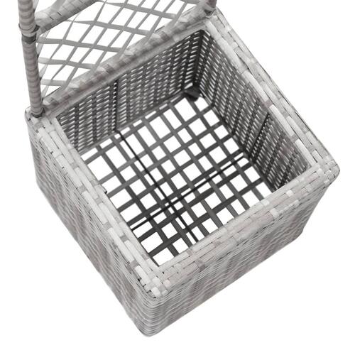 Espalier med hævet plantekasse 30x30x107 cm polyrattan grå