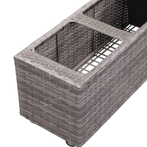 Hævet plantekasse med 3 krukker 100x30x36 cm polyrattan grå