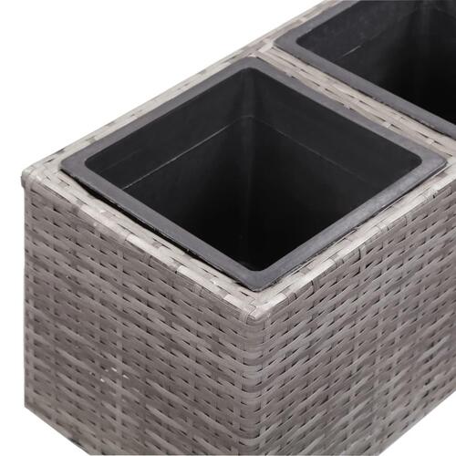 Hævet plantekasse med 2 krukker 60x30x36 cm polyrattan grå