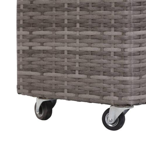 Hævet plantekasse med 2 krukker 60x30x36 cm polyrattan grå