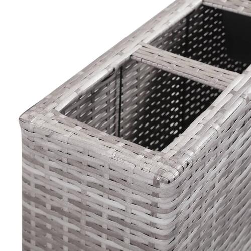 Hævet plantekasse med 4 krukker 80x22x79 cm polyrattan grå