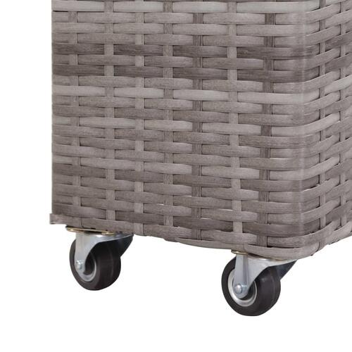 Hævet plantekasse med 4 krukker 80x22x79 cm polyrattan grå
