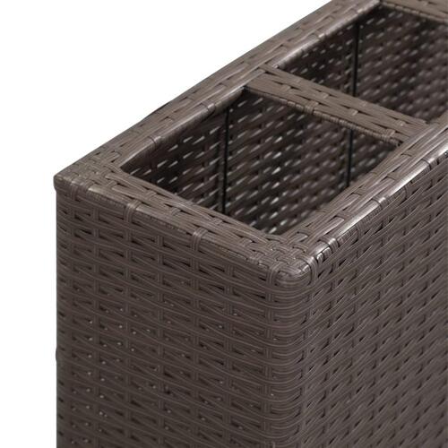 Hævet plantekasse med 4 krukker 80x22x79 cm polyrattan brun