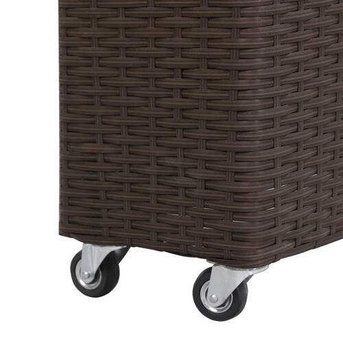 Hævet plantekasse med 4 krukker 80x22x79 cm polyrattan brun