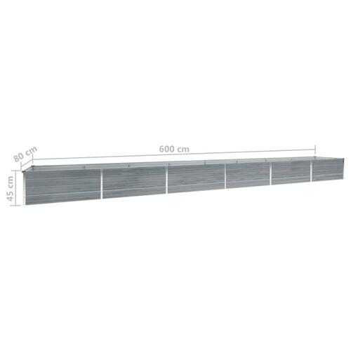 Hævet plantekasse 600x80x45 cm galvaniseret stål grå