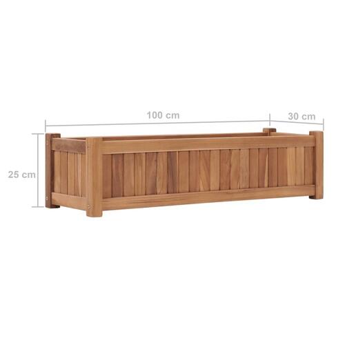 Hævet plantekasse 100x30x25 cm massivt teaktræ
