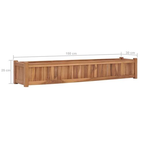 Hævet plantekasse 150x30x25 cm massivt teaktræ