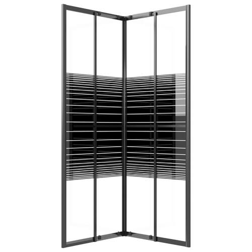 Brusekabine 80x80x180 cm sikkerhedsglas stribet sort